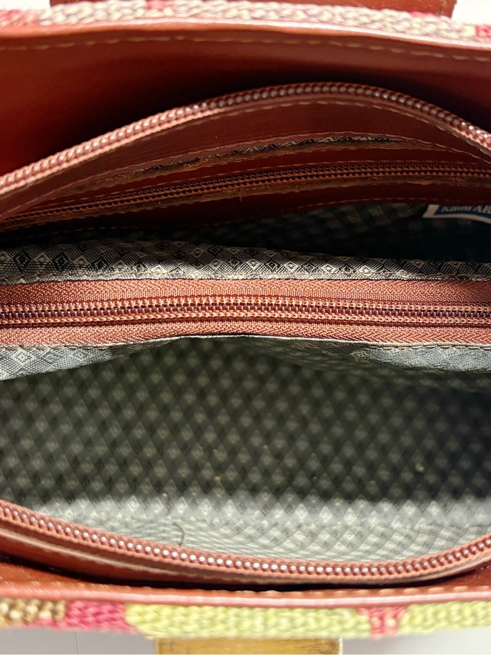 Red Kilim-Pattern Leather-Trim Tote - Picture 7 of 10